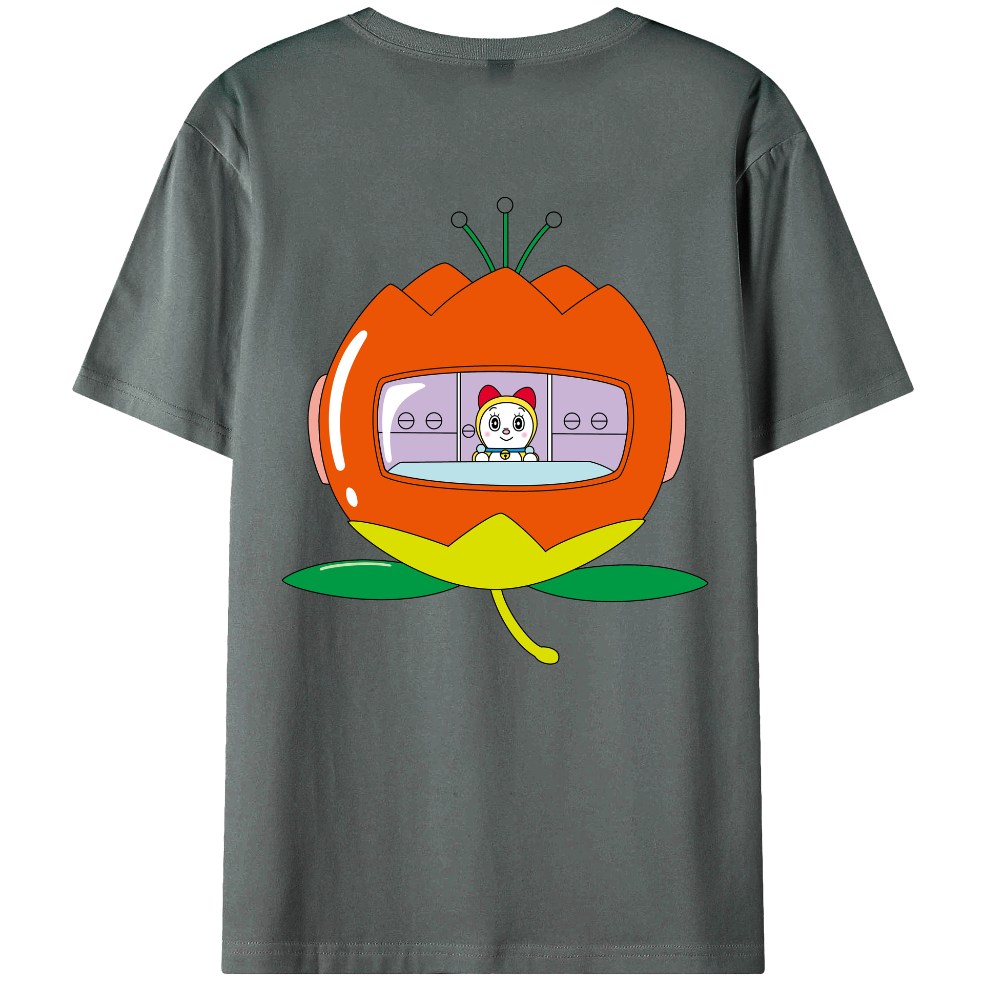 （画像用） ドラえもん ドラミ Doraemon Dorami 綿100％ メンズ半袖Tシャツ（バックプリント） 通気性